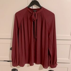 Ann Taylor Burgandy Tie Blouse XL